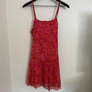 Sleeveless Mesh Floral Skater Dress